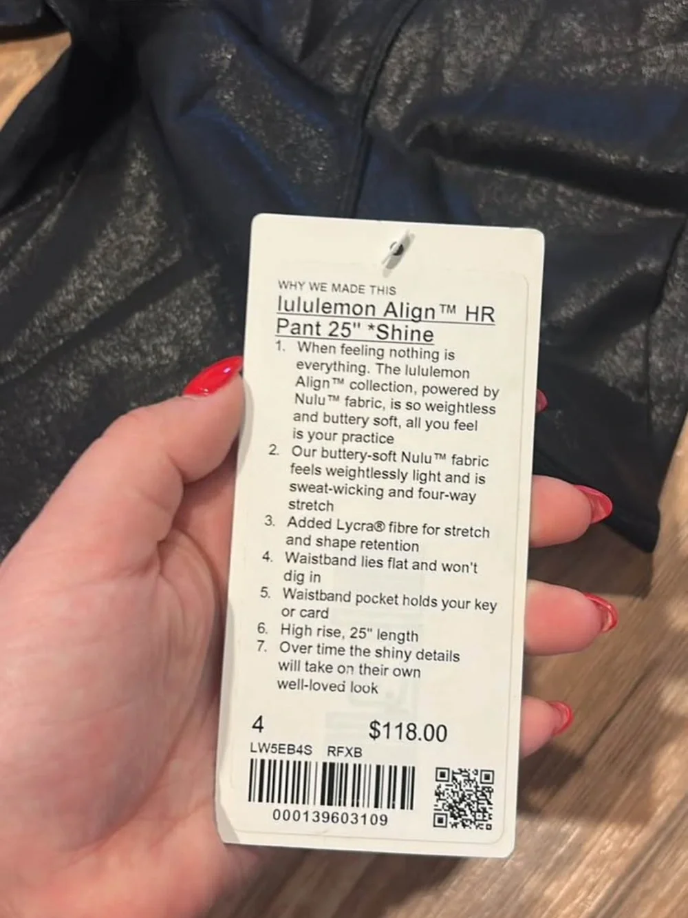 lululemon Black Shimmery Leggings with White Tag